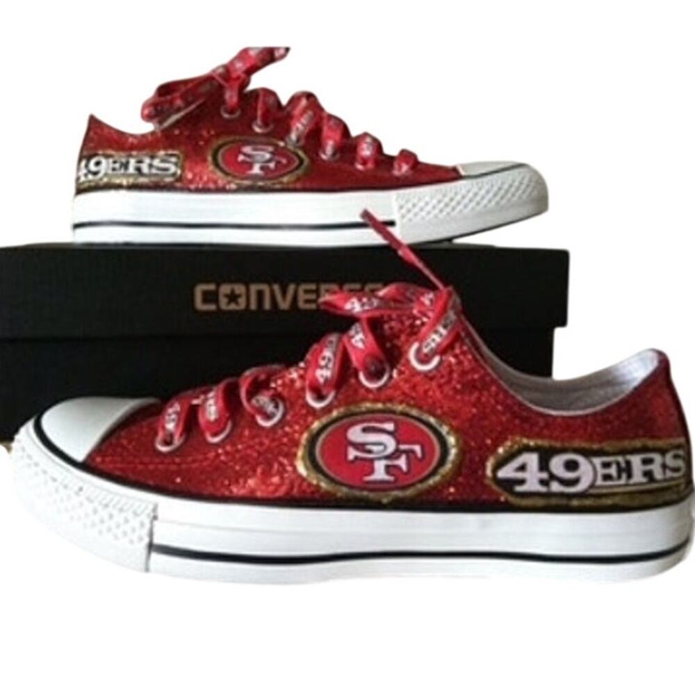 NWT San Francisco 49ers Glitter Game Day Low Top Converse 7